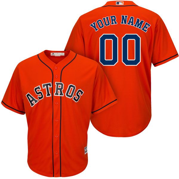 Men Houston Astros Majestic Orange Cool Base Custom MLB Jersey